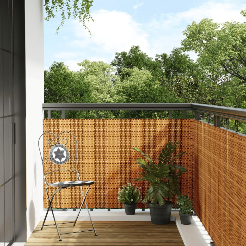 vidaXL Balkon-Sichtschutz Hellbraun 1000x80 cm Poly Rattan