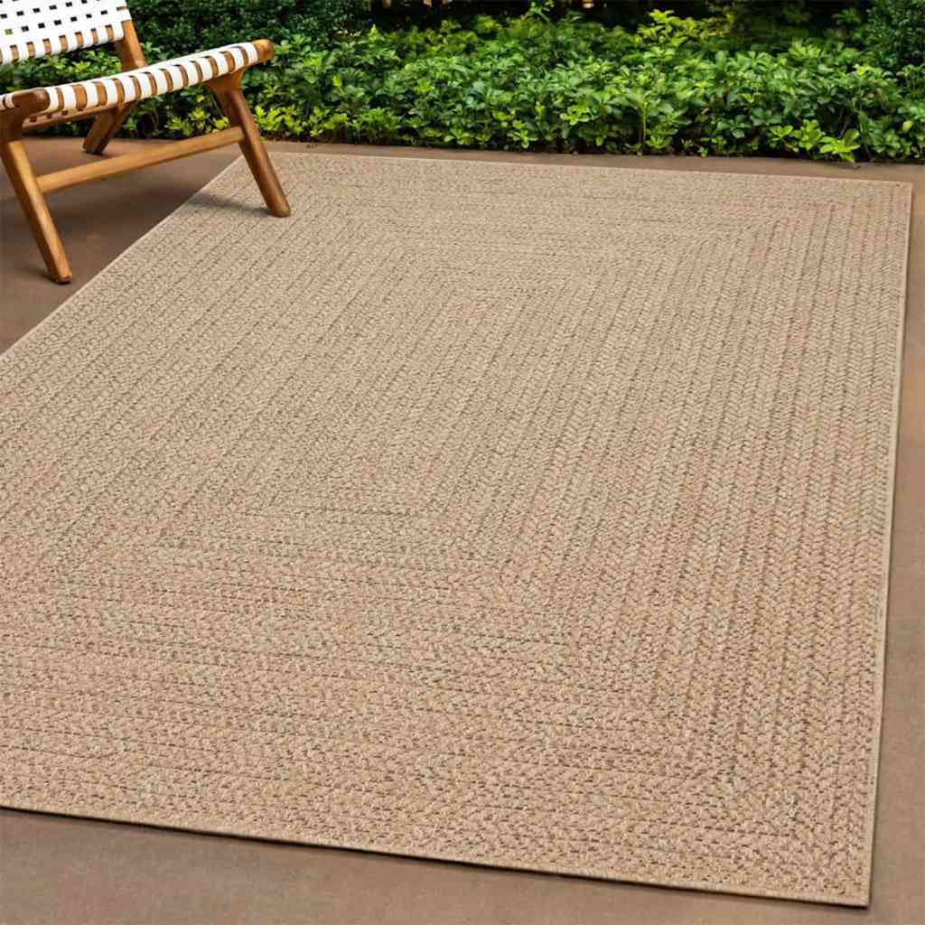 vidaXL Teppich ZIZUR 120x120 cm Jute-Optik Indoor und Outdoor