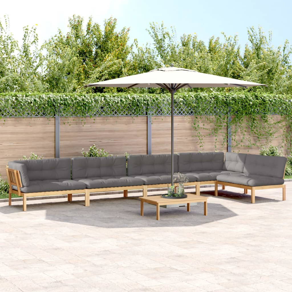 vidaXL 6-tlg. Garten-Sofagarnitur aus Paletten mit Kissen Akazienholz