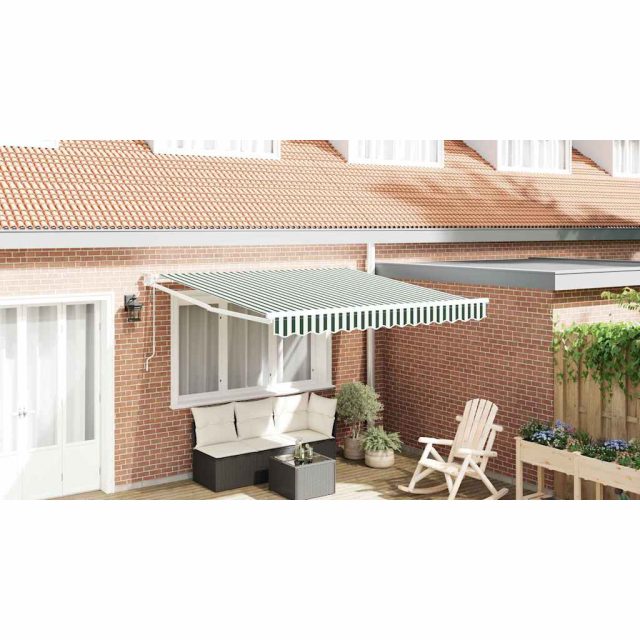 vidaXL Ausziehbare Markise Grün und Weiß 350 x 250 cm