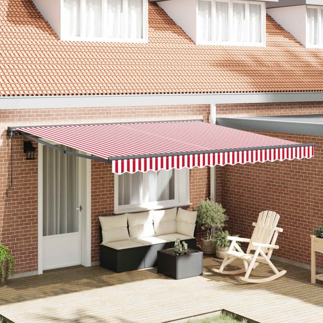 vidaXL Markisenrahmen Rot und Weiß 400 x 300 cm