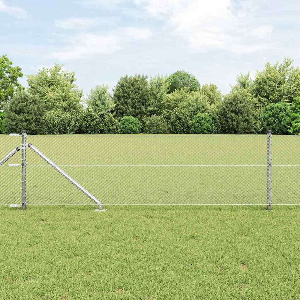 vidaXL Sechseckzaun mit Pfosten 100 x 0,6 m Verzinkter Stahl Silber