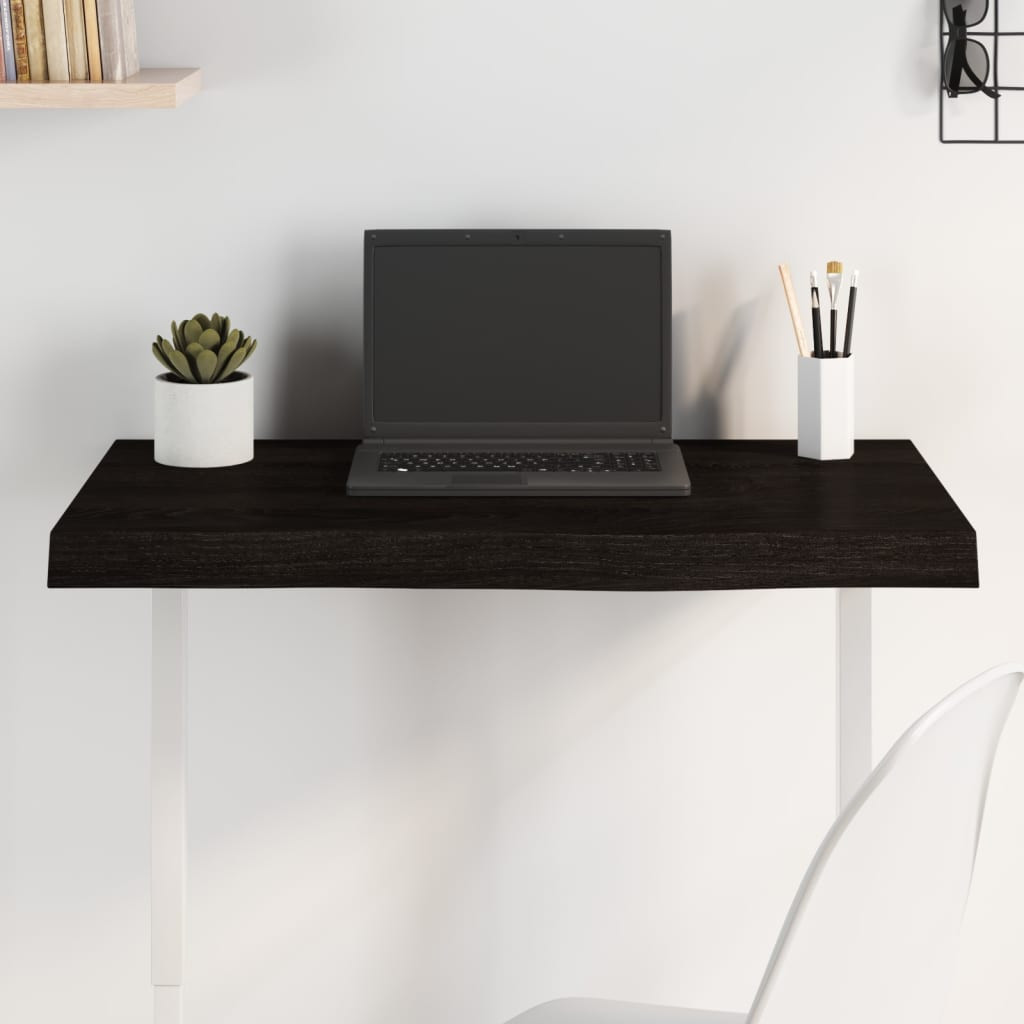 vidaXL Tischplatte Dunkelbraun 80x50x(2-6)cm Massivholz Eiche