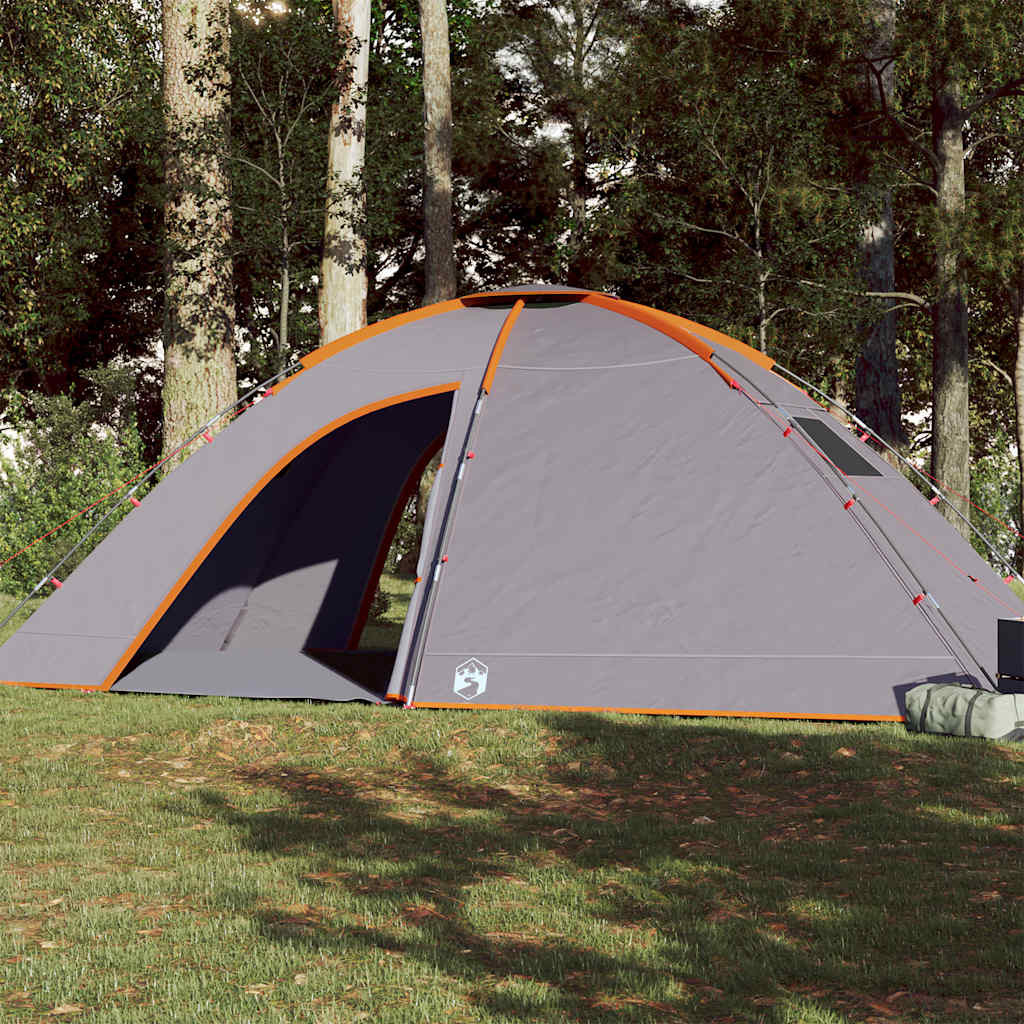 vidaXL Campingzelt 8 Personen Grau und Orange Wasserdicht