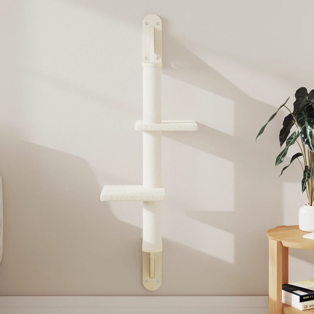 vidaXL Kratzbaum mit Kratzsäule Wandmontage Creme 108 cm