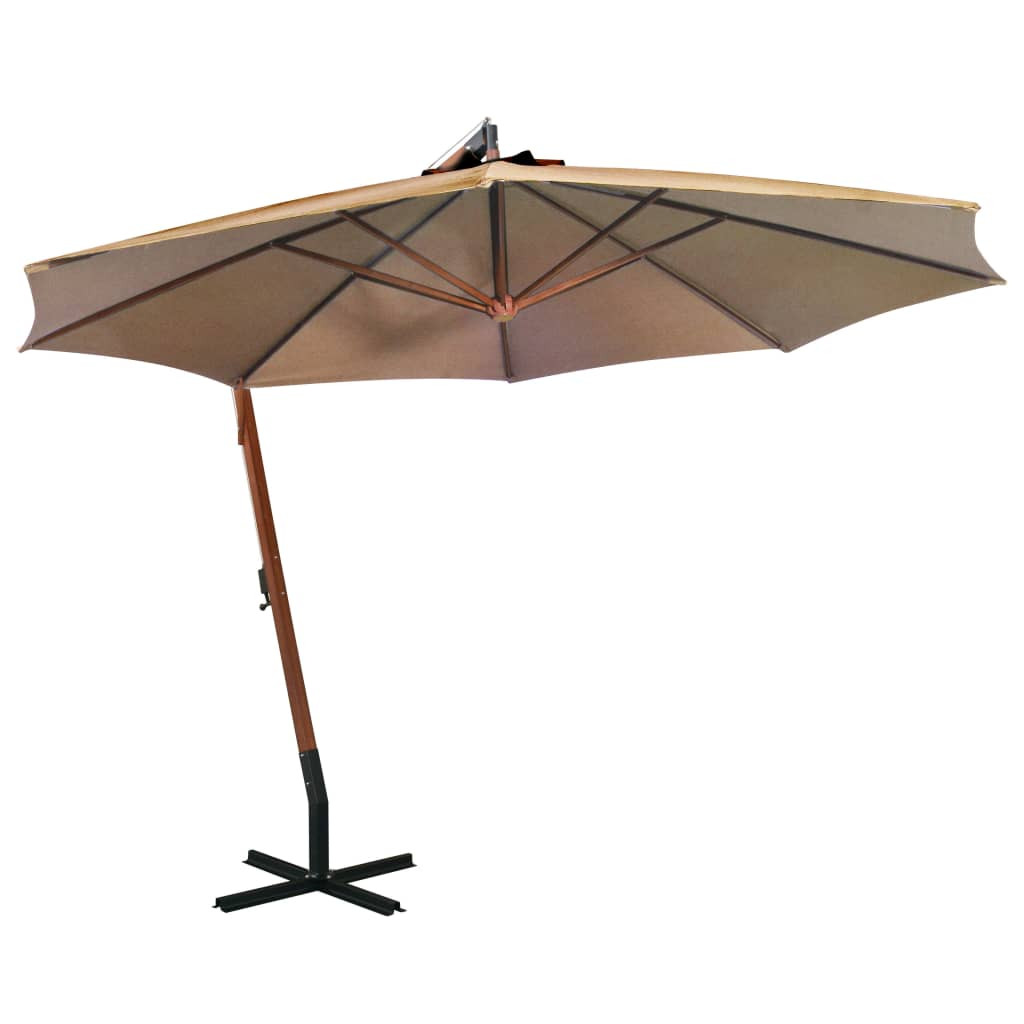 vidaXL Ampelschirm mit Mast Taupe 3,5x2,9 m Massivholz Tanne