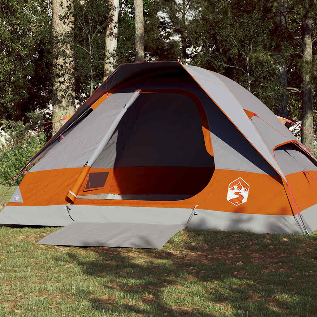 vidaXL Kuppel-Campingzelt 4 Personen Grau und Orange Wasserdicht