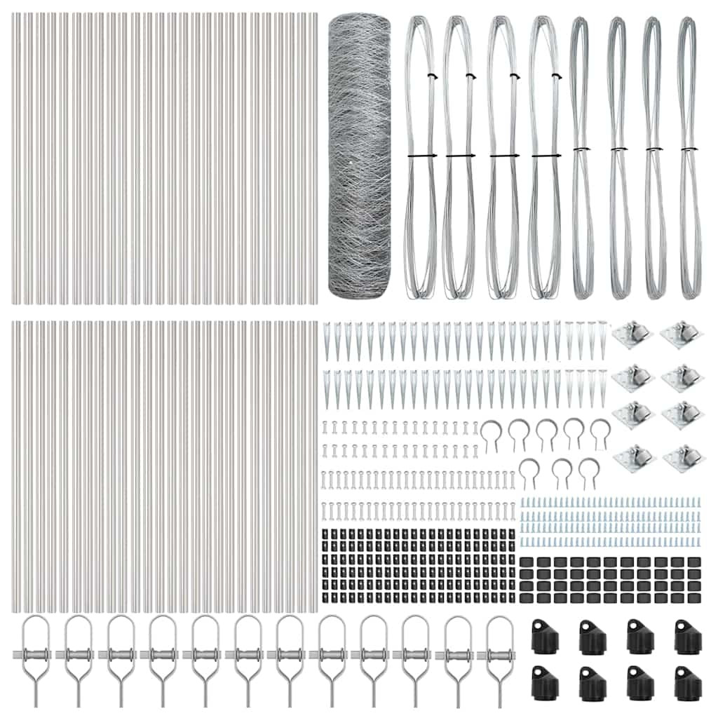 vidaXL Sechseckzaun mit Pfosten 100 x 0,8 m Verzinkter Stahl Silber