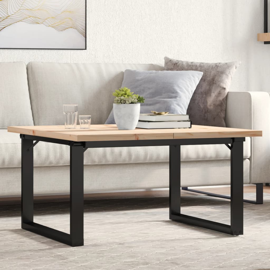 vidaXL Couchtisch O-Gestell 90x90x45,5cm Massivholz Kiefer & Stahl
