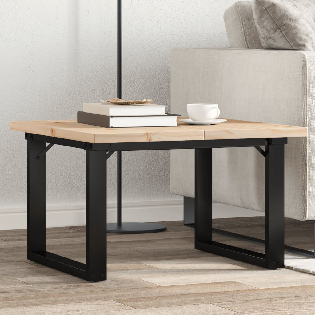 vidaXL Couchtisch O-Gestell 70x70x40,5cm Massivholz Kiefer & Stahl
