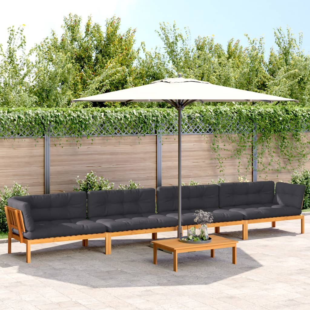 vidaXL 5-tlg. Garten-Sofagarnitur aus Paletten mit Kissen Akazienholz