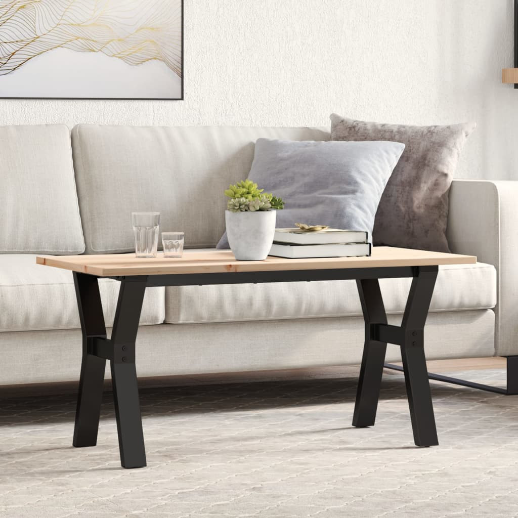 vidaXL Couchtisch Y-Gestell 100x50x45 cm Massivholz Kiefer & Stahl