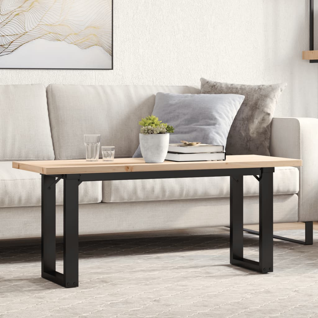 vidaXL Couchtisch O-Gestell 110x40x45,5 cm Massivholz Kiefer Stahl