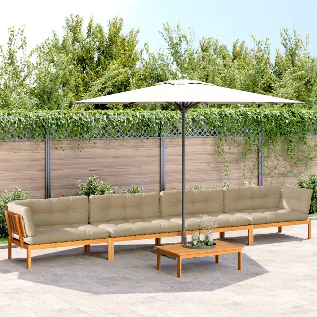 vidaXL 5-tlg. Garten-Sofagarnitur aus Paletten mit Kissen Akazienholz