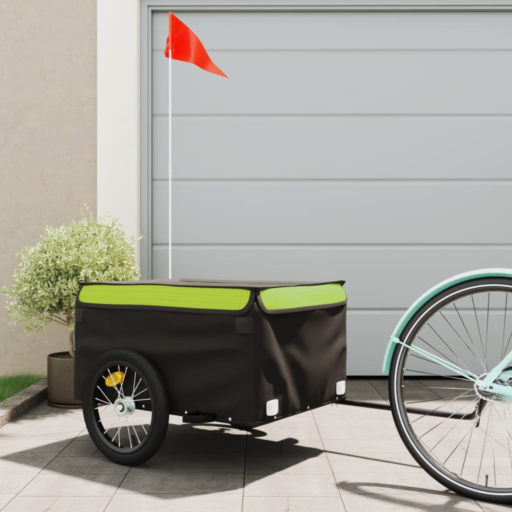 vidaXL Fahrradanhänger Schwarz und Grün 45 kg Eisen