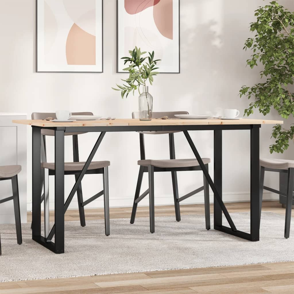 vidaXL Esstisch O-Gestell 140x80x75 cm Massivholz Kiefer und Stahl