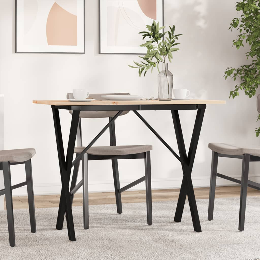 vidaXL Esstisch X-Gestell 100x50x75 cm Massivholz Kiefer und Stahl