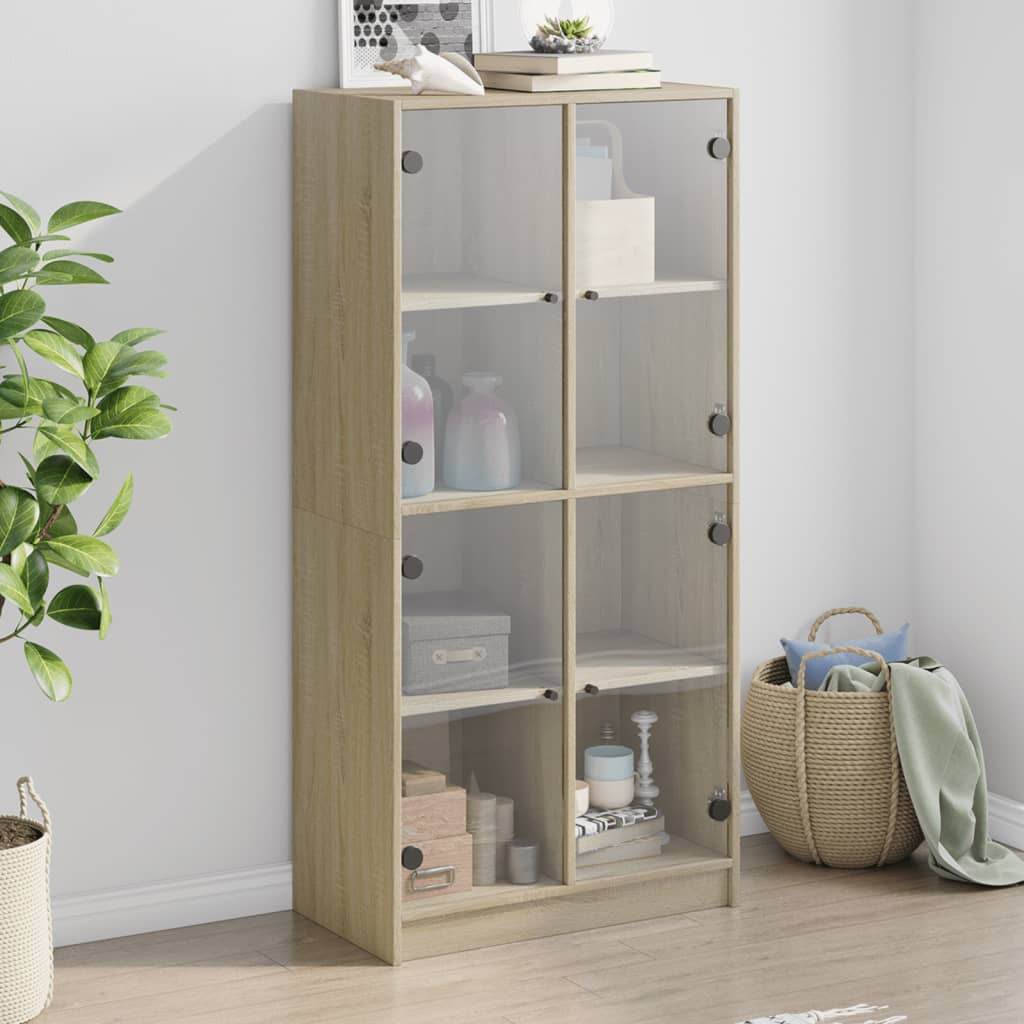 vidaXL Highboard mit Türen Sonoma-Eiche 68x37x142 cm Holzwerkstoff