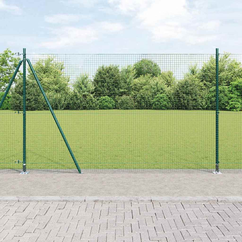 vidaXL Geschweißter Drahtzaun mit Betonsockel 25 x 1,5 m Grün Netz