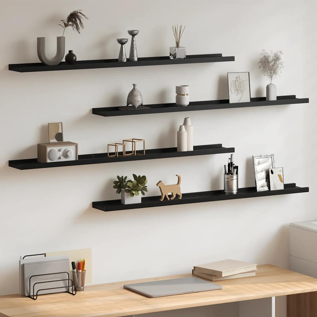 vidaXL Wandregale 4 Stk. Schwarz 100x9x3 cm