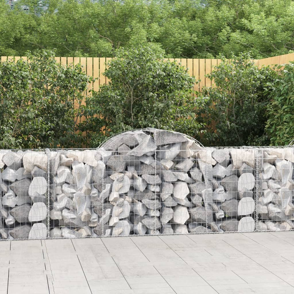 vidaXL Gabionen mit Hochbogen 15 Stk. 200x50x80/100cm Verzinktes Eisen