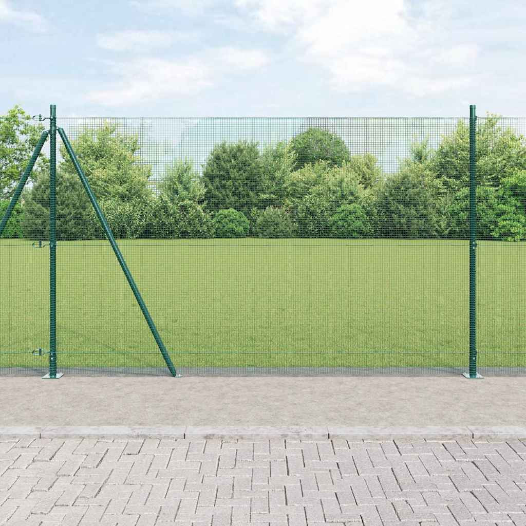 vidaXL Geschweißter Drahtzaun mit Betonsockel 25 x 1,6 m Grün Netz