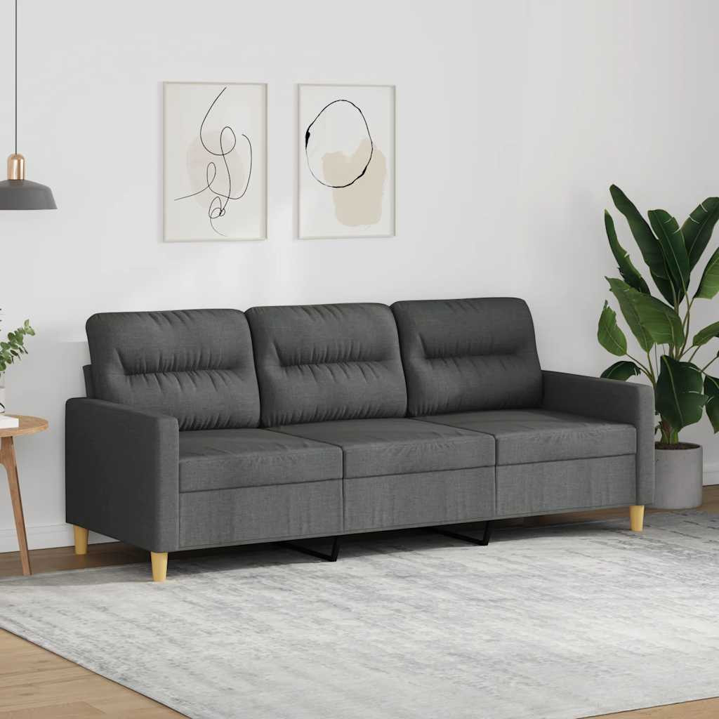 vidaXL 3-Sitzer-Sofa Dunkelgrau 180 cm Stoff
