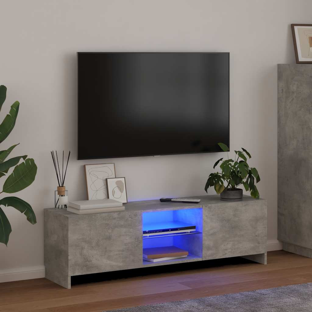 vidaXL TV-Schrank mit LED-Leuchten Betongrau 120x30x36 cm