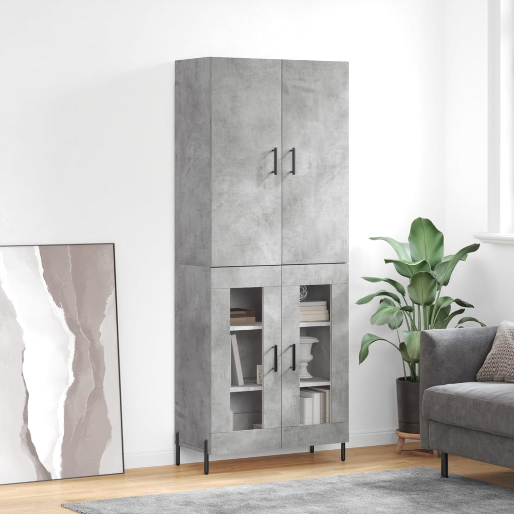 vidaXL Highboard Betongrau 69,5x34x180 cm Holzwerkstoff