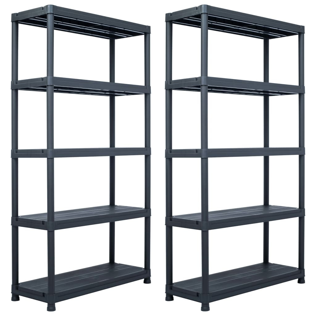 vidaXL Lagerregale 2 Stk. Schwarz 250 kg 80 x 40 x 180 cm Kunststoff