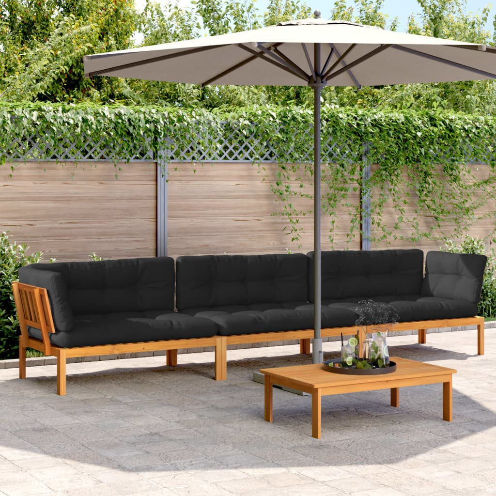 vidaXL 4-tlg. Garten-Sofagarnitur aus Paletten mit Kissen Akazienholz