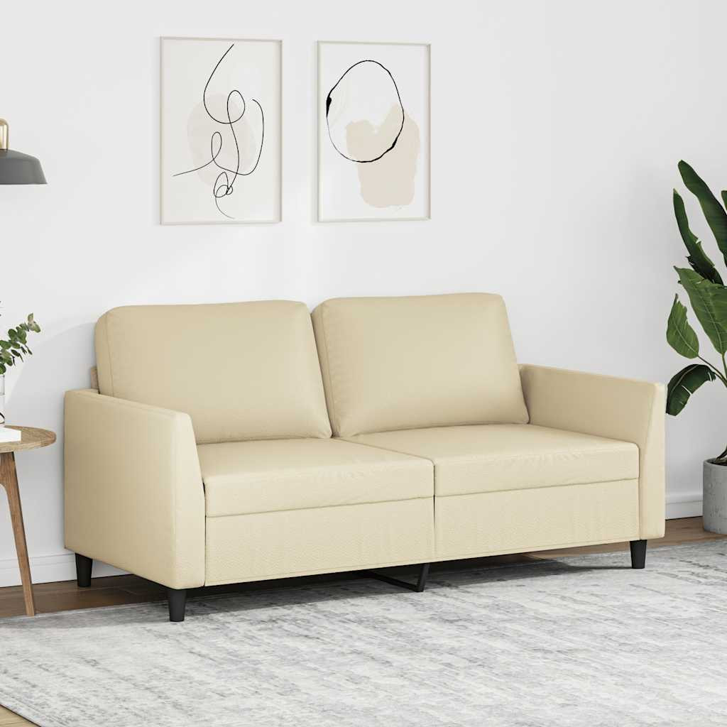 vidaXL 2-Sitzer-Sofa Creme 140 cm Kunstleder