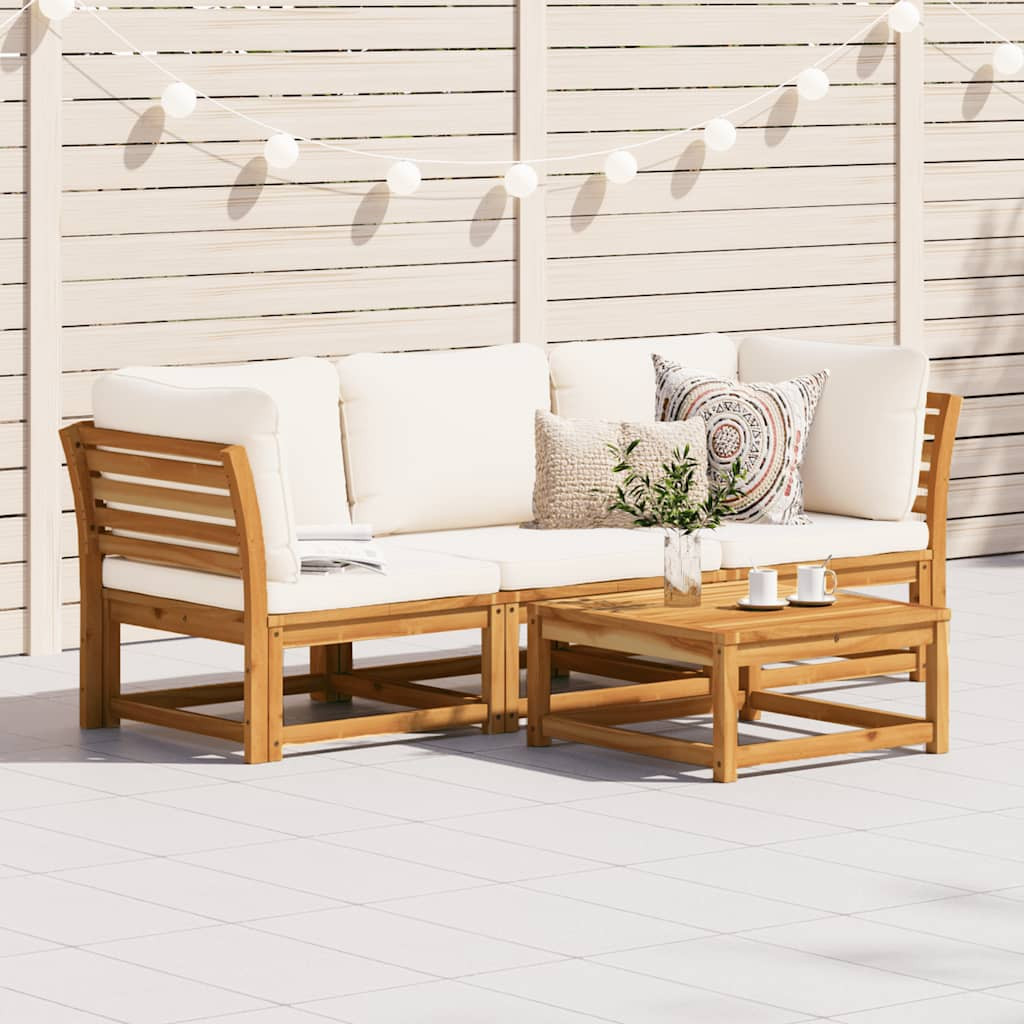 vidaXL 3-tlg. Garten-Lounge-Set mit Kissen Massivholz Akazie