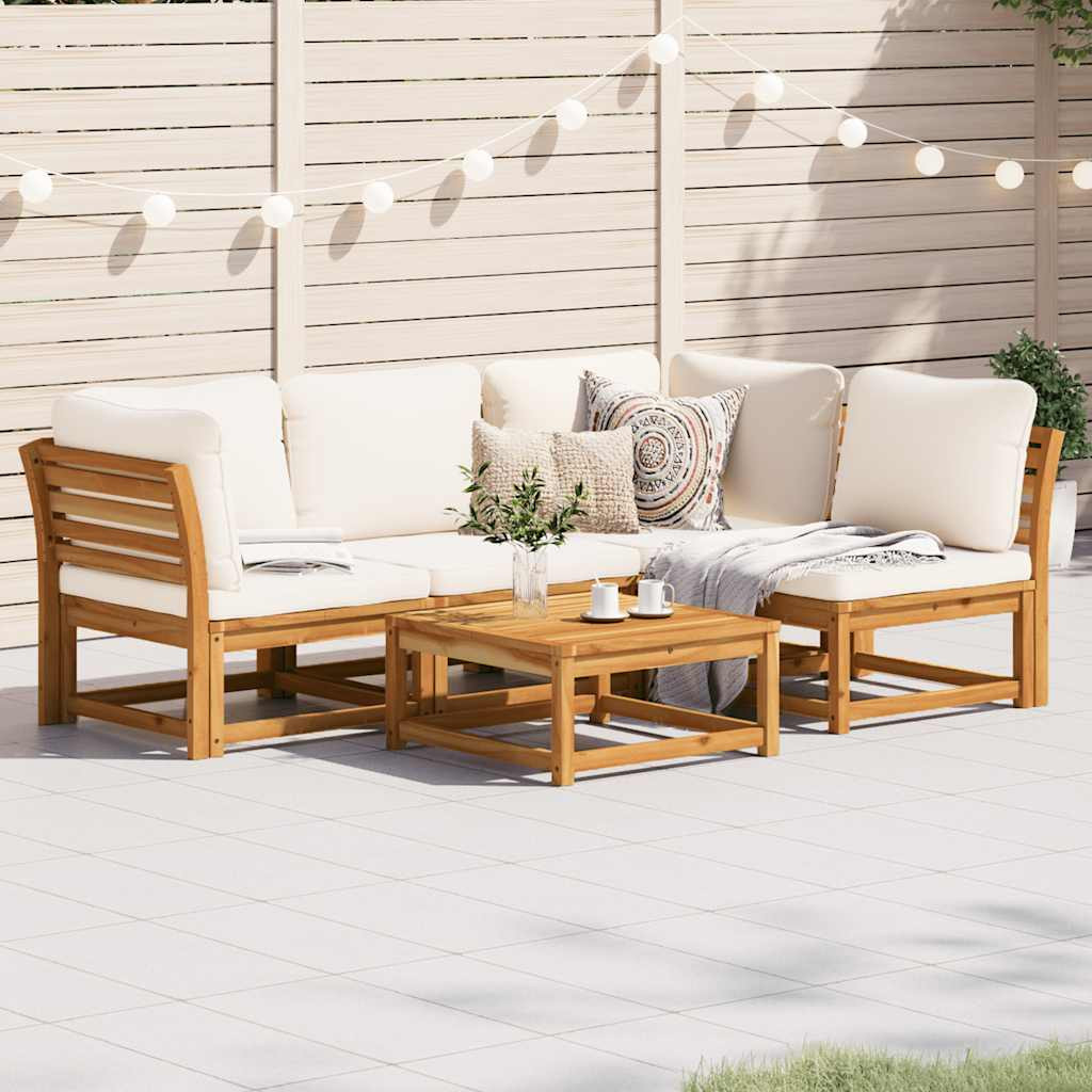 vidaXL 5-tlg. Garten-Lounge-Set mit Kissen Massivholz Akazie