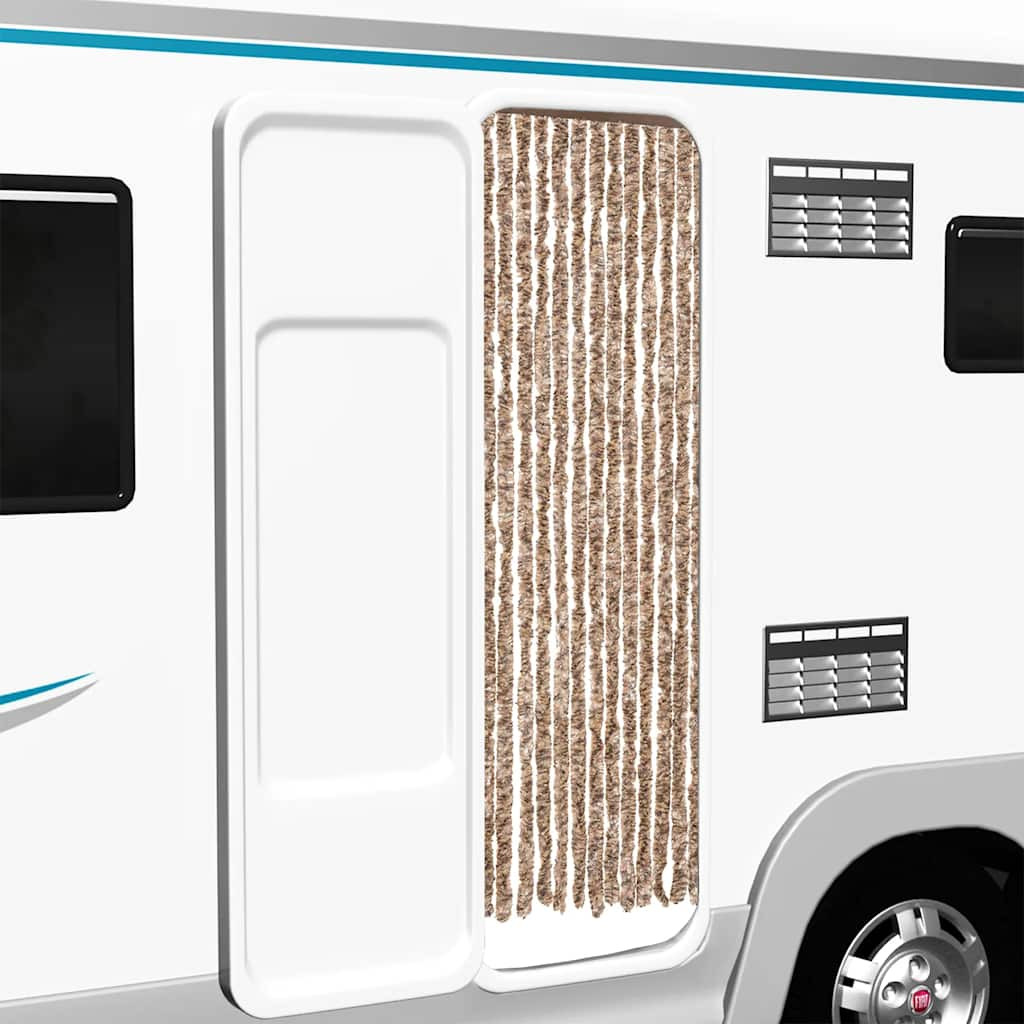 vidaXL Fliegenvorhang Beige und Dunkelbraun 56x200 cm Chenille
