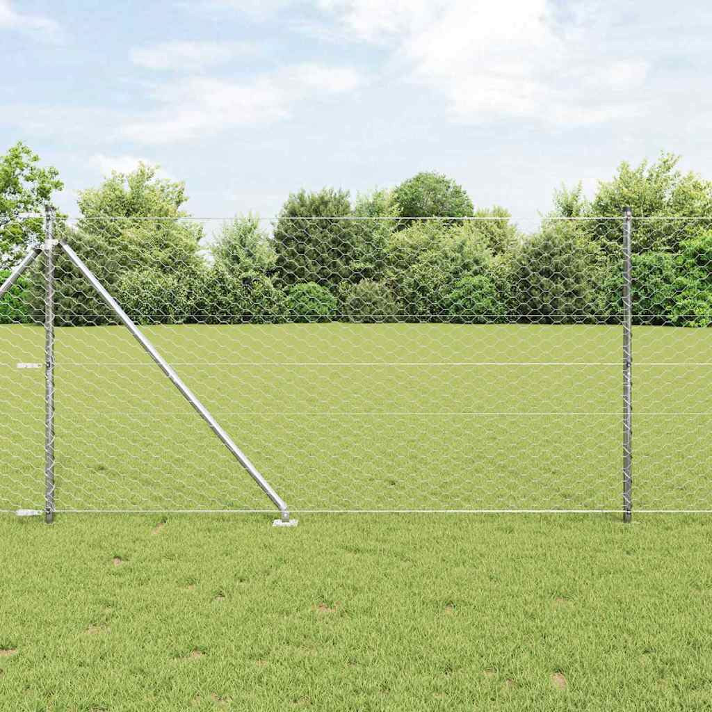 vidaXL Sechseckzaun mit Pfosten 100 x 1,2 m Verzinkter Stahl Silber