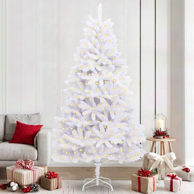 vidaXL Künstlicher Weihnachtsbaum Weiß 240 cm PVC und Metall