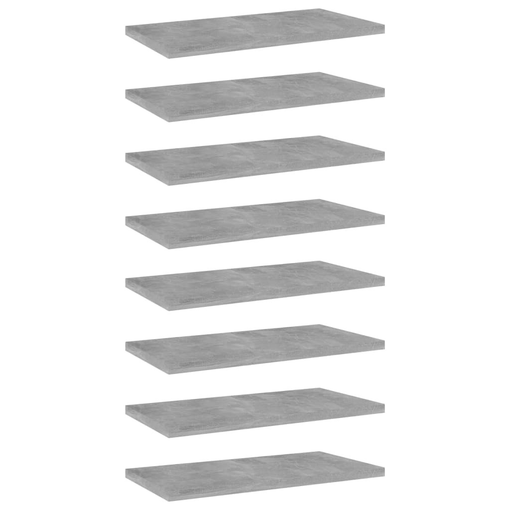 vidaXL Bücherregal-Bretter 8 Stk. Betongrau 40x20x1,5 cm Holzwerkstoff