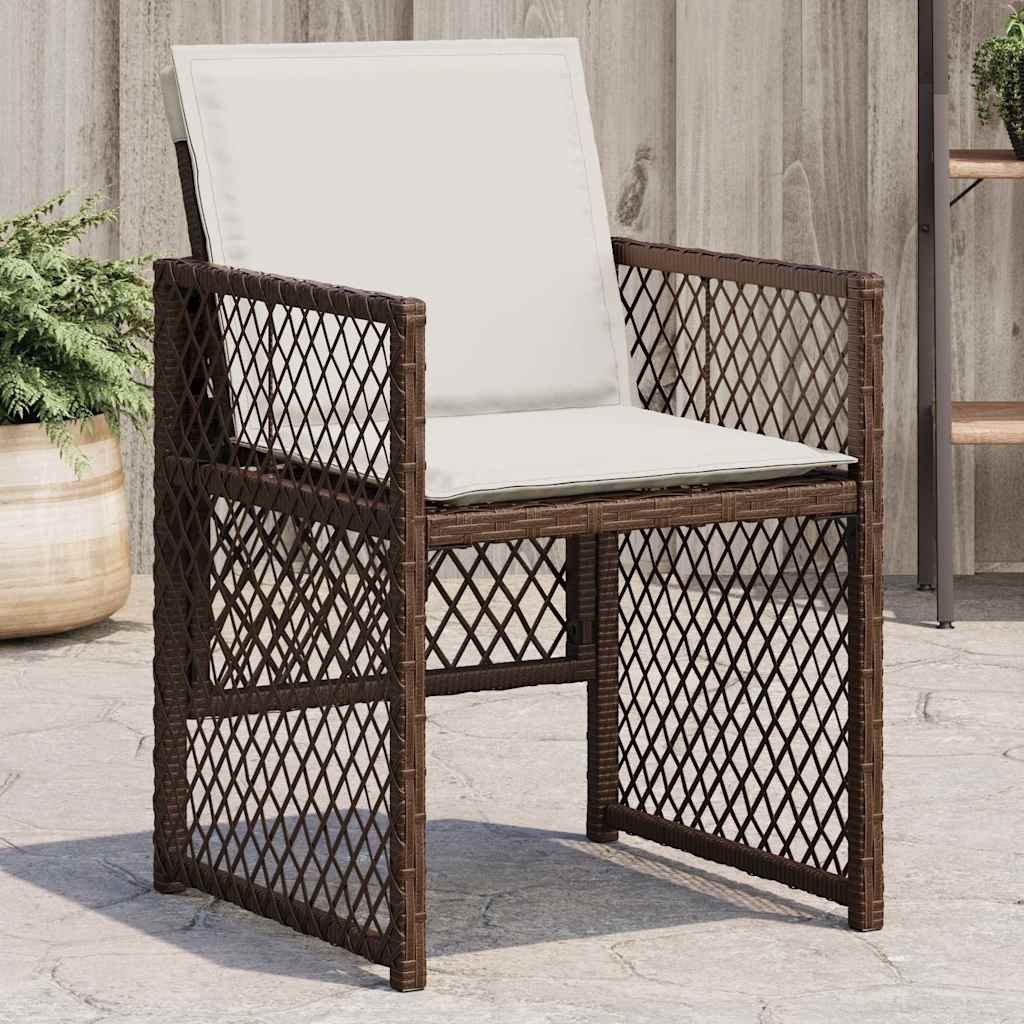 vidaXL Gartenstühle mit Kissen 4 Stk. Braun Poly Rattan