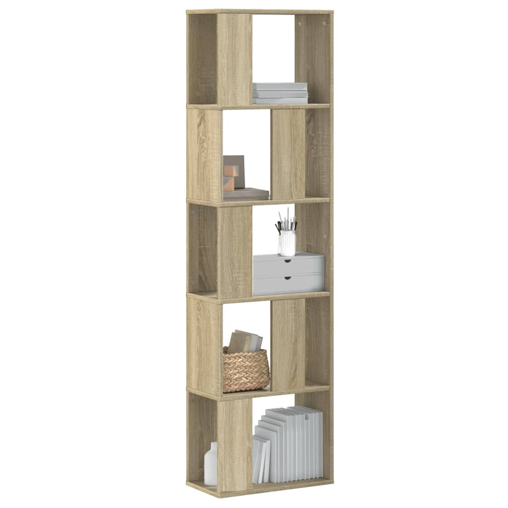 vidaXL Bücherregal 5 Böden Sonoma-Eiche 45x23,5x162,5 cm Holzwerkstoff