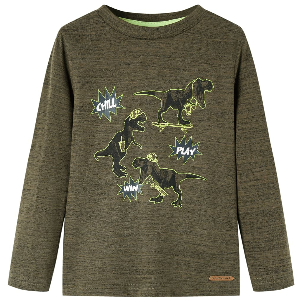 Kinder-Langarmshirt Dunkles Khaki Melange 92