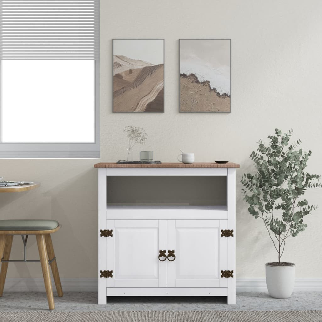 vidaXL TV-Schrank Mexiko-Stil Kiefernholz Weiß 80x43x78 cm