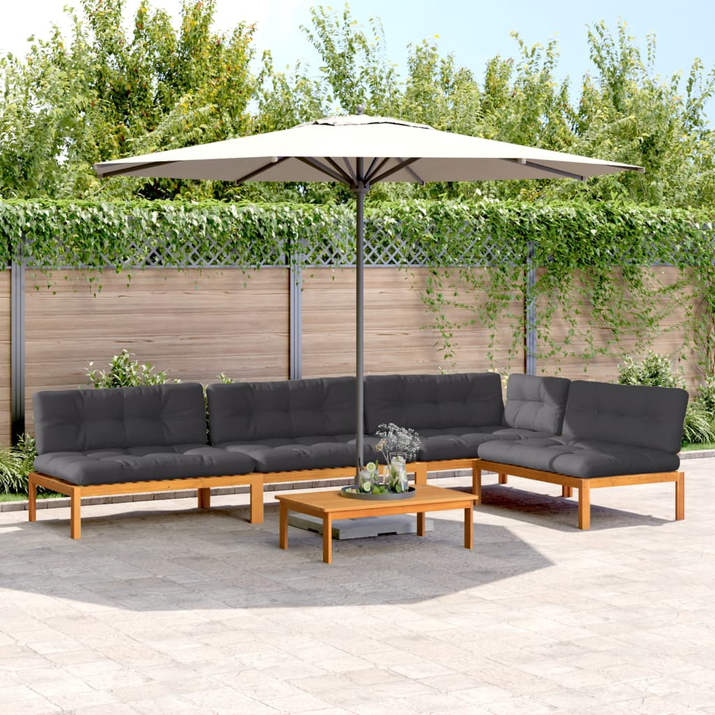 vidaXL 5-tlg. Garten-Sofagarnitur aus Paletten mit Kissen Akazienholz
