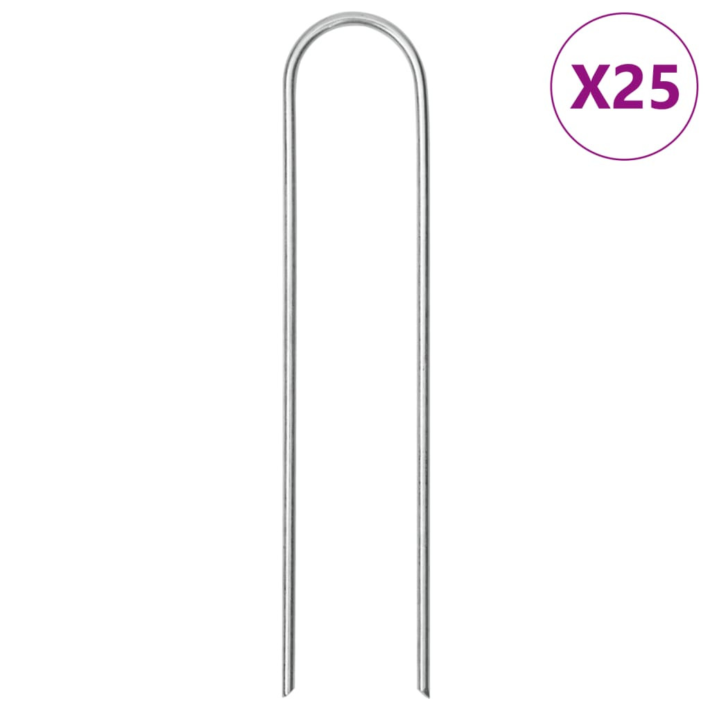 vidaXL Bodenanker U-Form 25 Stk. 15x3,5 cm Verzinkter Stahl
