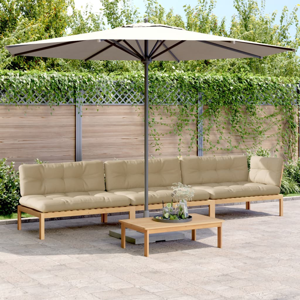 vidaXL 4-tlg. Garten-Sofagarnitur aus Paletten mit Kissen Akazienholz