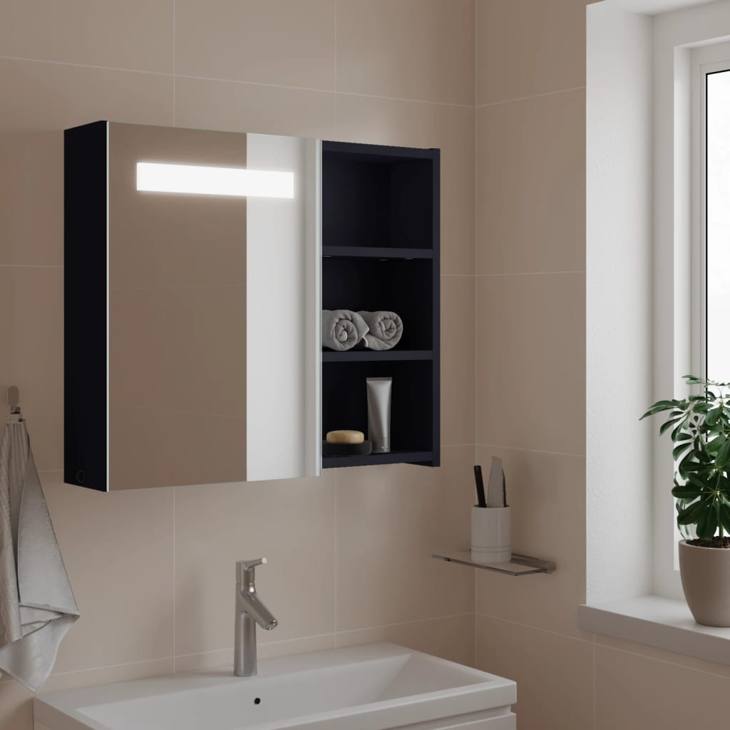 vidaXL Spiegelschrank mit LED-Beleuchtung Grau 60x13x52 cm