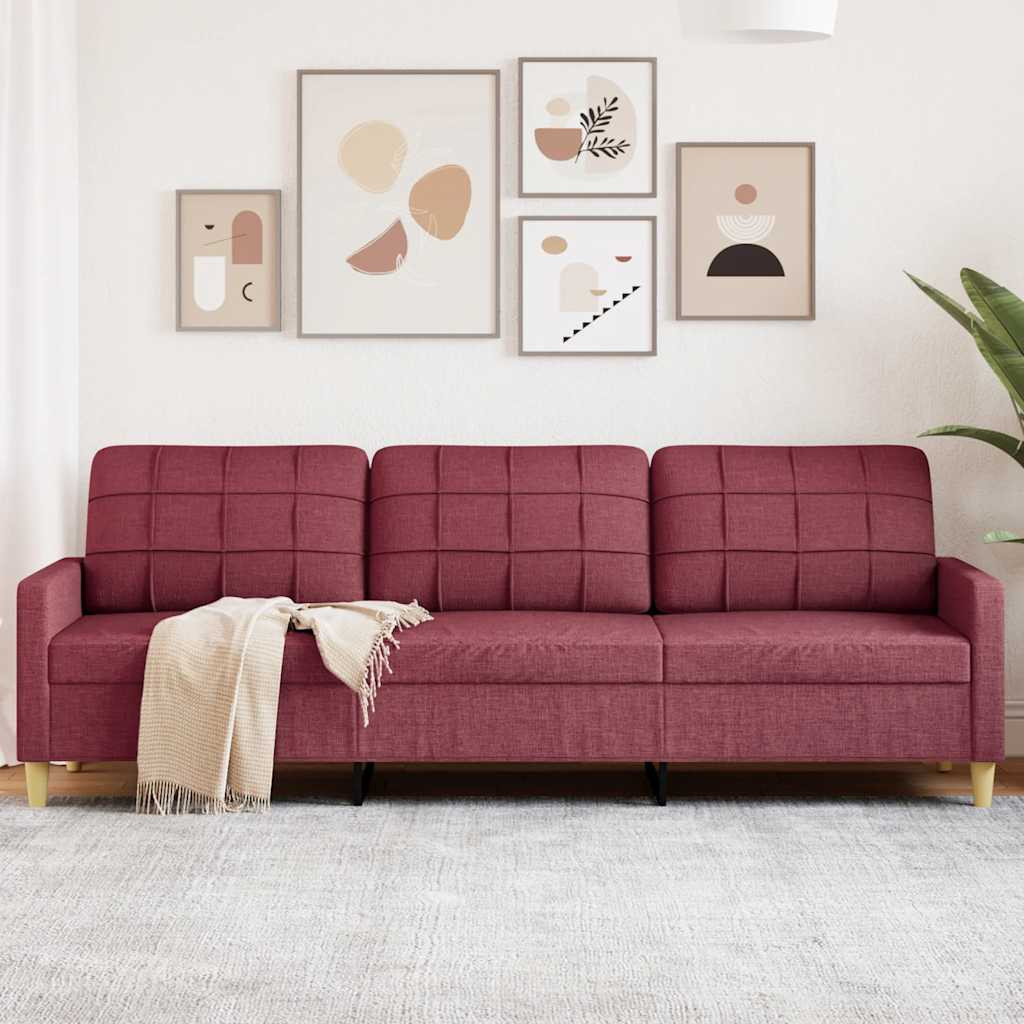 vidaXL 3-Sitzer-Sofa Weinrot 210 cm Stoff