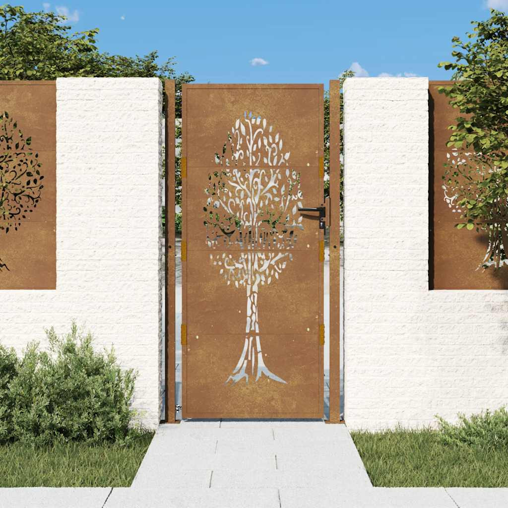 vidaXL Gartentor 100x175 cm Cortenstahl Baumdesign