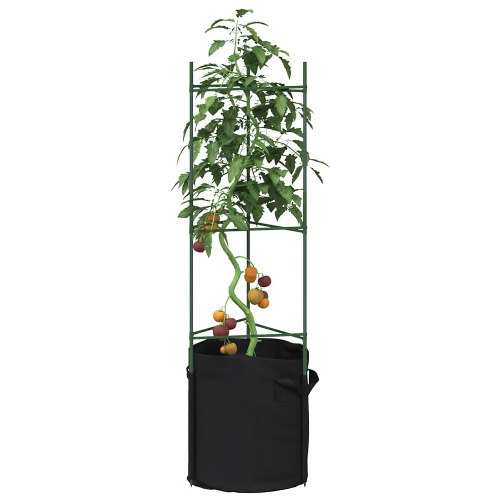 vidaXL Tomatenkäfige mit Pflanzsäcken 6 Stk. 116 cm Stahl und PP