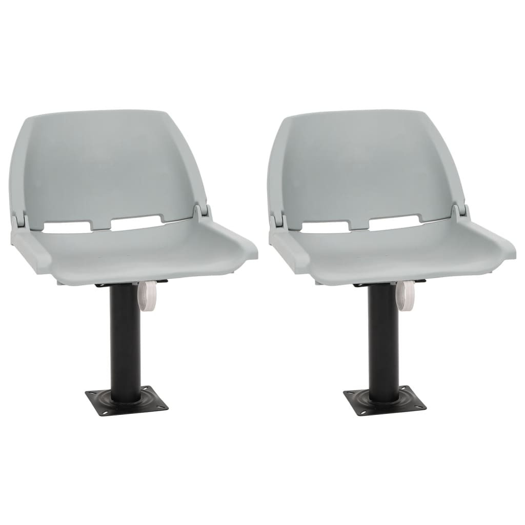 vidaXL 4-tlg. Bootssitz-Set Klappbar Kein Kissen Grau 48x51x41 cm
